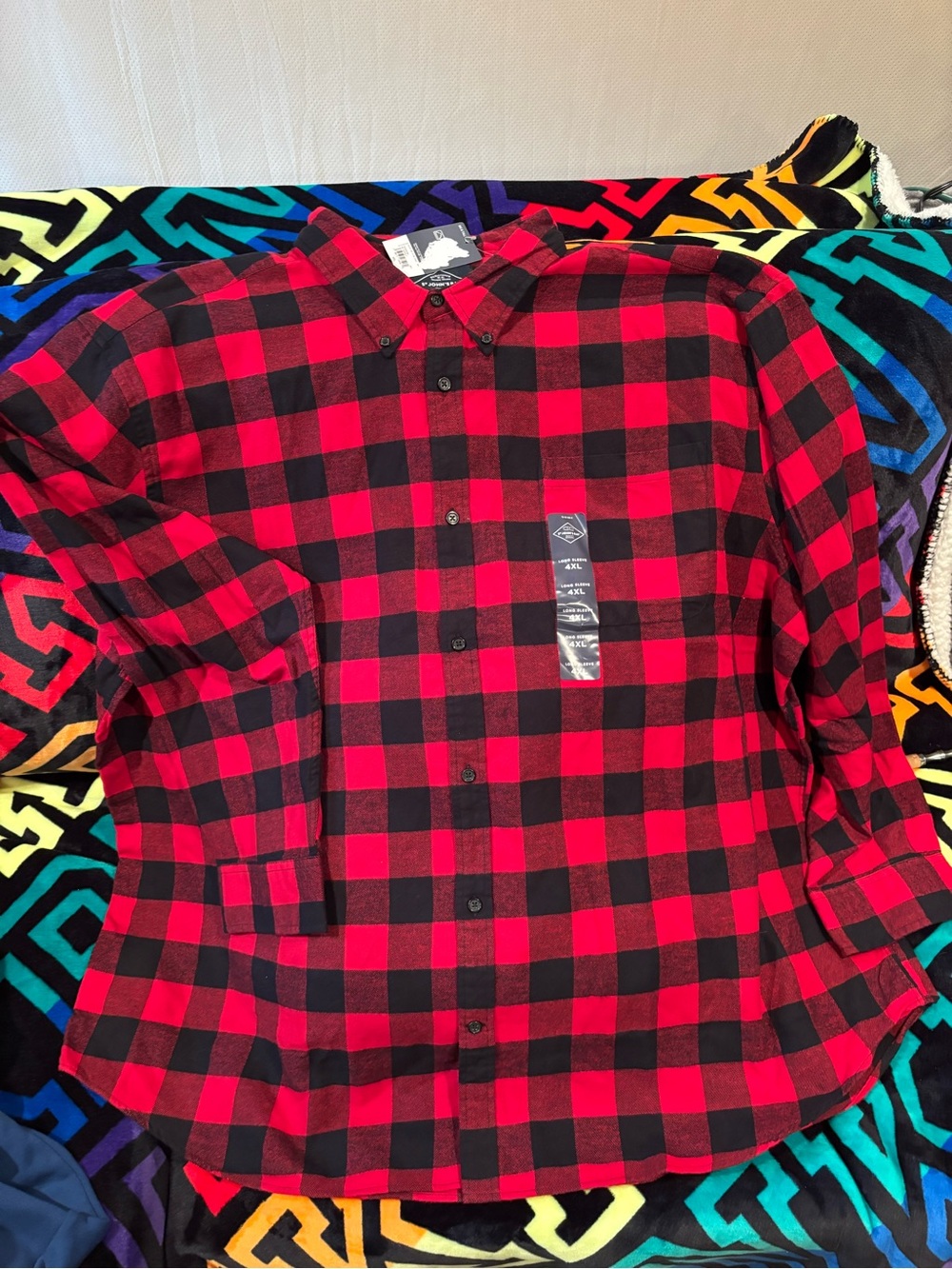 St. John's Bay Red and Black Buffalo Plaid Button-Down Shirt